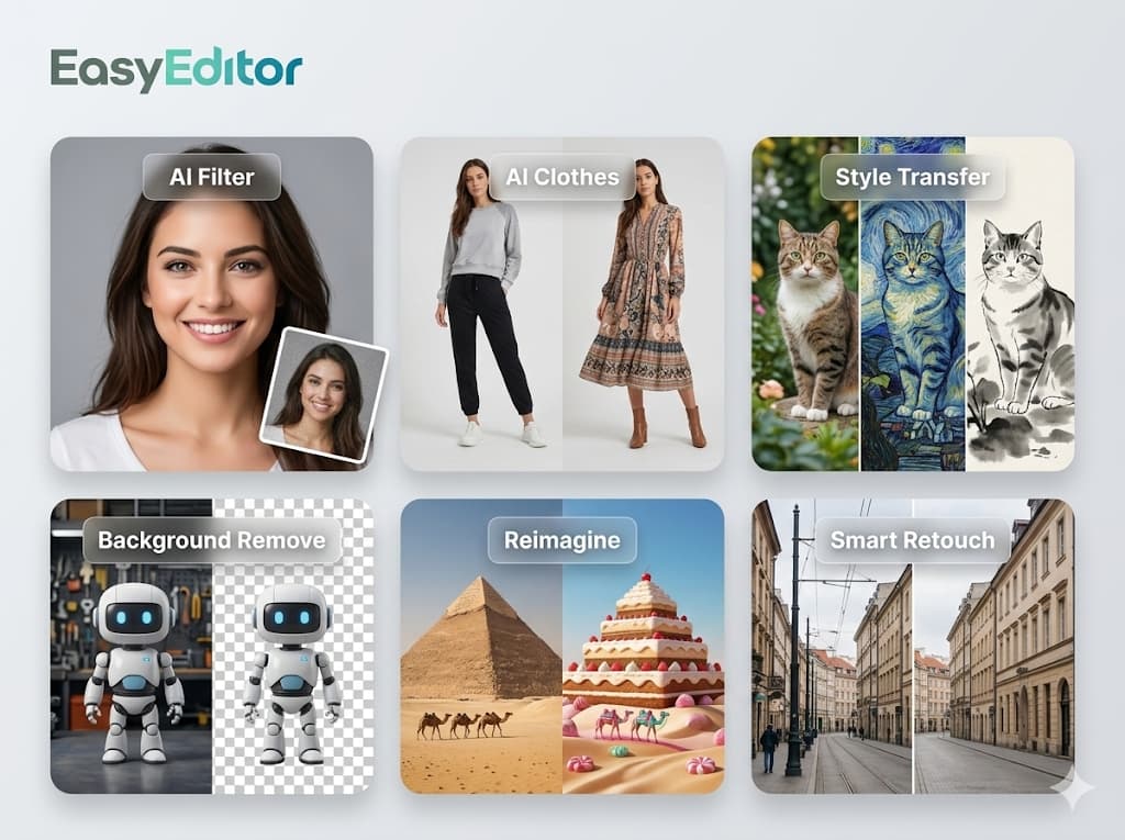 EasyEditor KI-Bildeditor-Arbeitsbereich mit intelligenten Design-Tools