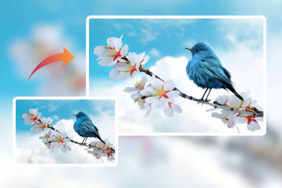 Magnifying glass UI showing crisp 4K details on a large macro photograph in a modern art gallery.